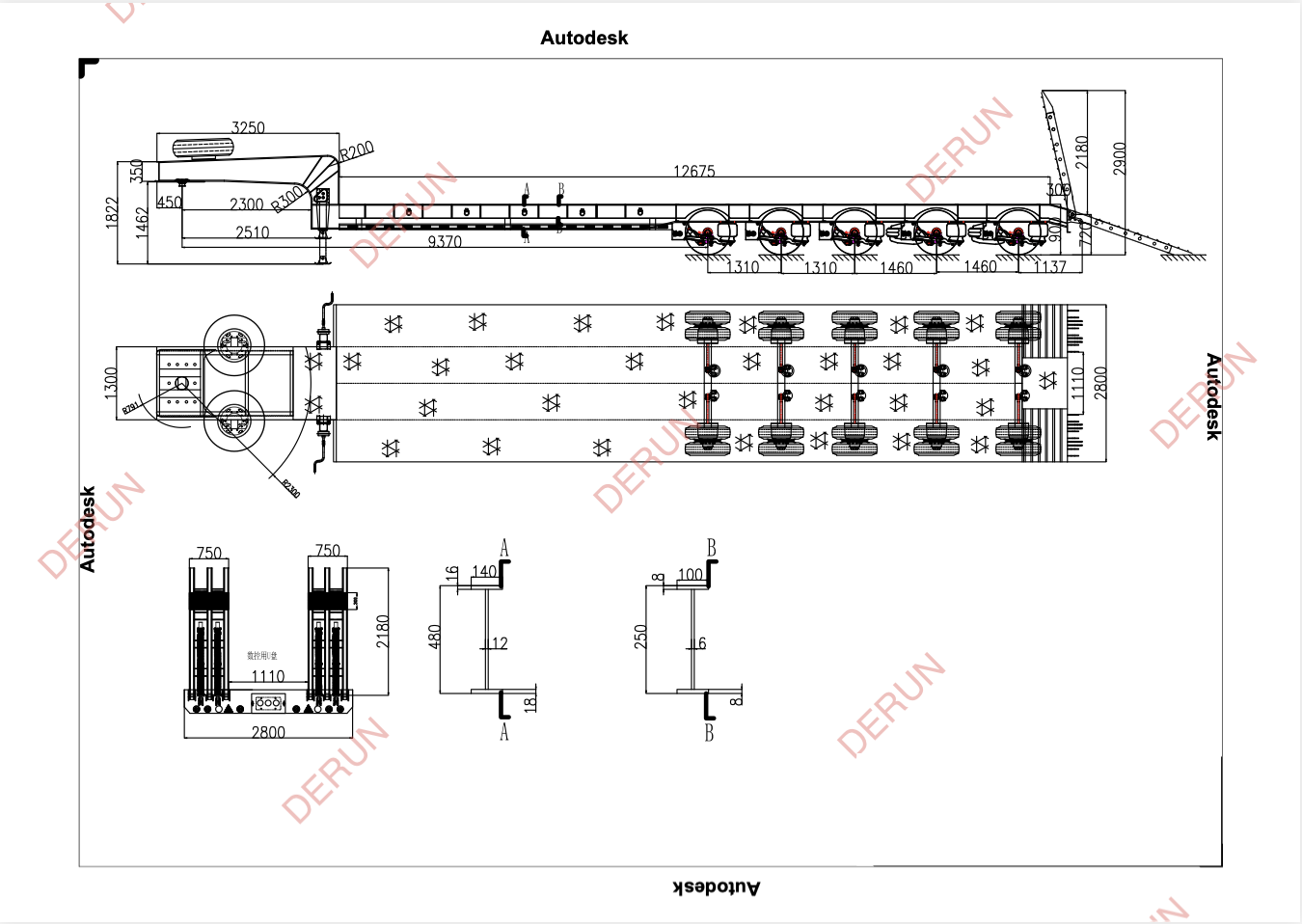 Lukisan 5 gandar lowbed trailer