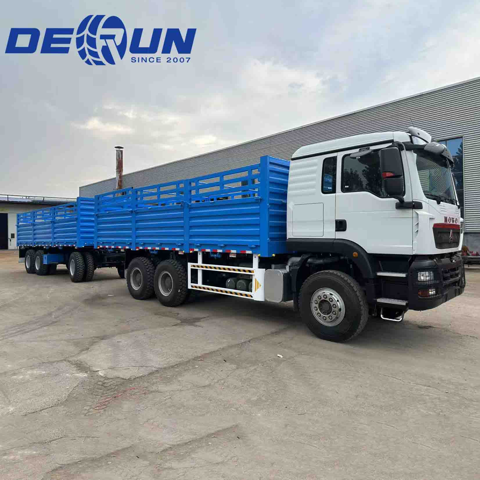 Sinotruk Howo Tx 6x4 Fence Cargo Truck dengan 3 treler gandar gandar